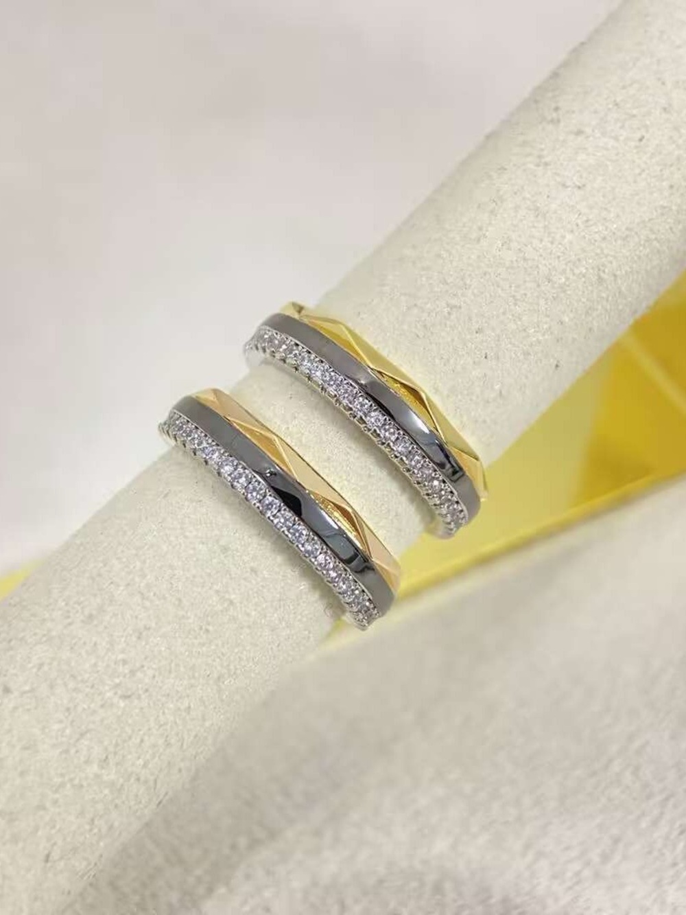 Two-Tone Gold and Silver Crystal Stackable Rings
